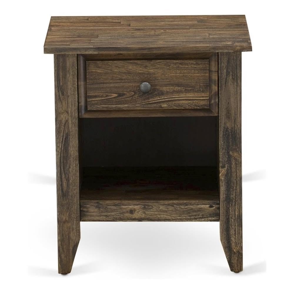 East West Furniture GA-07-ET Gallatin Modern End Table - Rectangle Nightstand with a Drawer for Bedroom, 18x21 Inch Inch, Distressed Jacobean